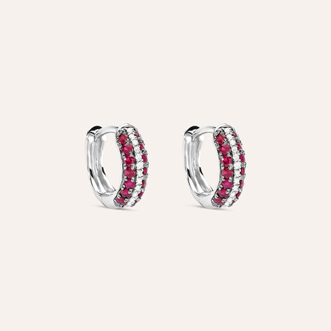 Orecchini A Cerchio Charlotte Oro Bianco Rubino Diamante - Orecchini a Cerchio Donna | Stroili