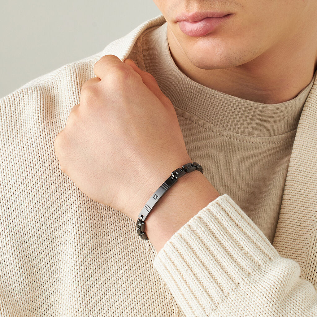 Bracciale Man Code Acciaio Nero Cristallo