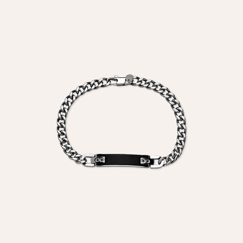Bracciale Con Targhetta Man Code Acciaio Bicolore Bianco / Nero Cubic Zirconia - Bracciali con Incisione Uomo | Stroili