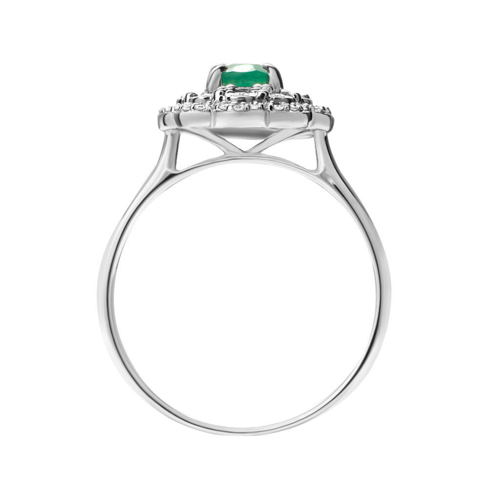 Anello Solitario Elizabeth Crown Oro Bianco Smeraldo Diamante - Anelli con Pietre Donna | Stroili