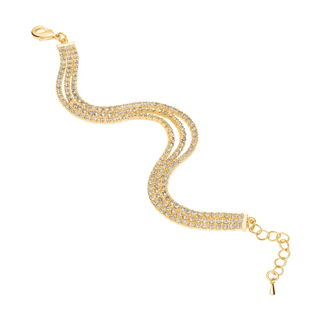 Bracciale Tennis Romantic Shine Metallo Dorato Cristallo - Bracciali Tennis Donna | Stroili