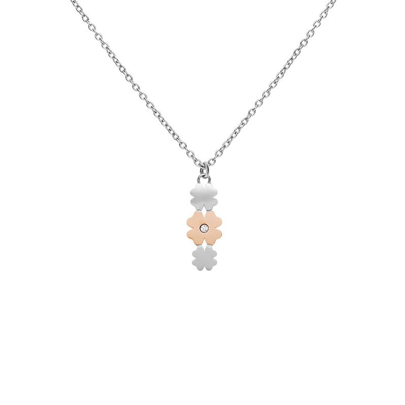 Collana Lady Chic Acciaio Bicolore Quadrifoglio e Cristalli - Collane Donna | Stroili