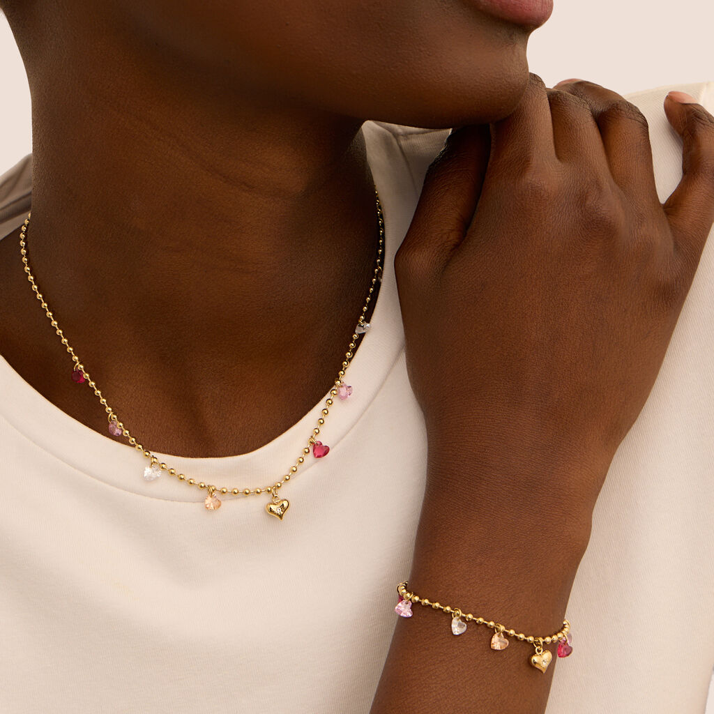 Collana Radiance Acciaio Dorato Cristallo