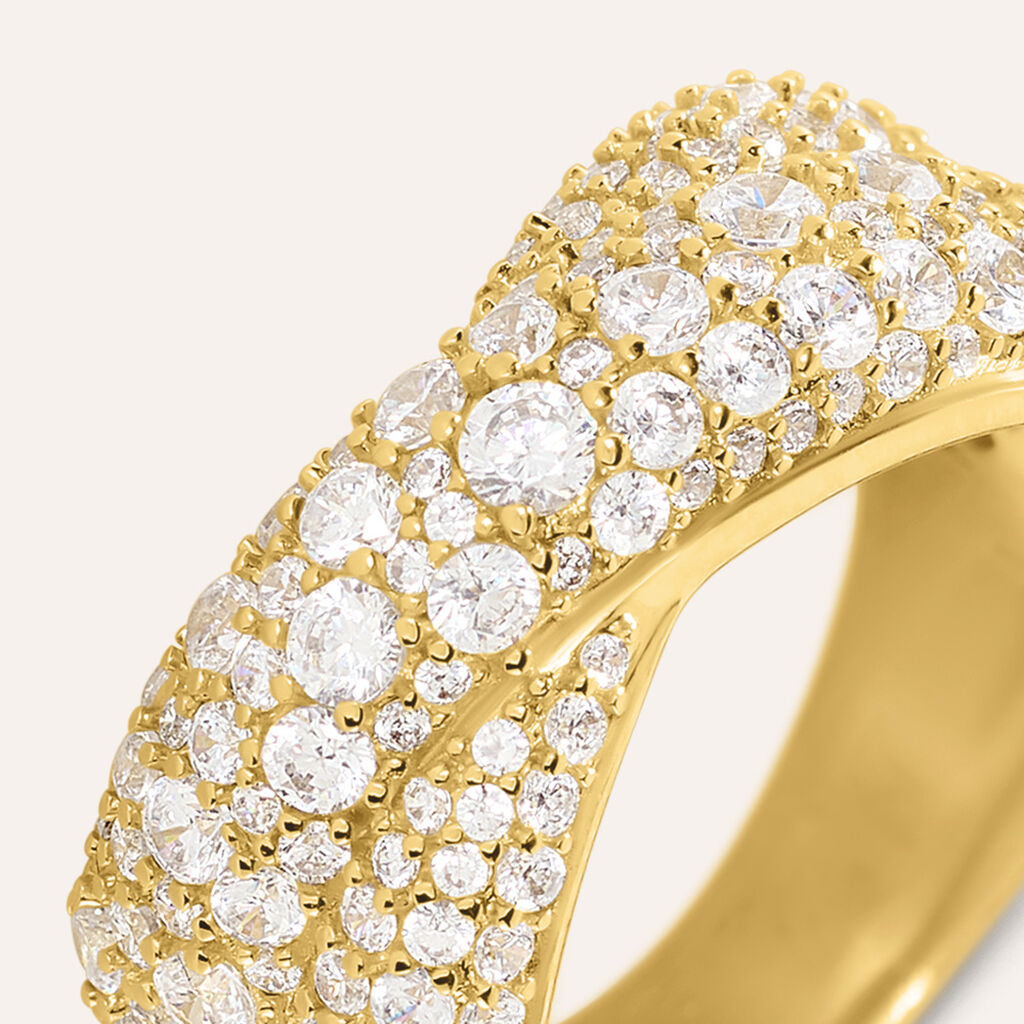 Anello Fascia Silver Glow Argento Dorato Cubic Zirconia