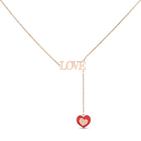 Collana in acciaio rosato con scritta Love e pendente charm cuore con strass - Collane Donna | Stroili