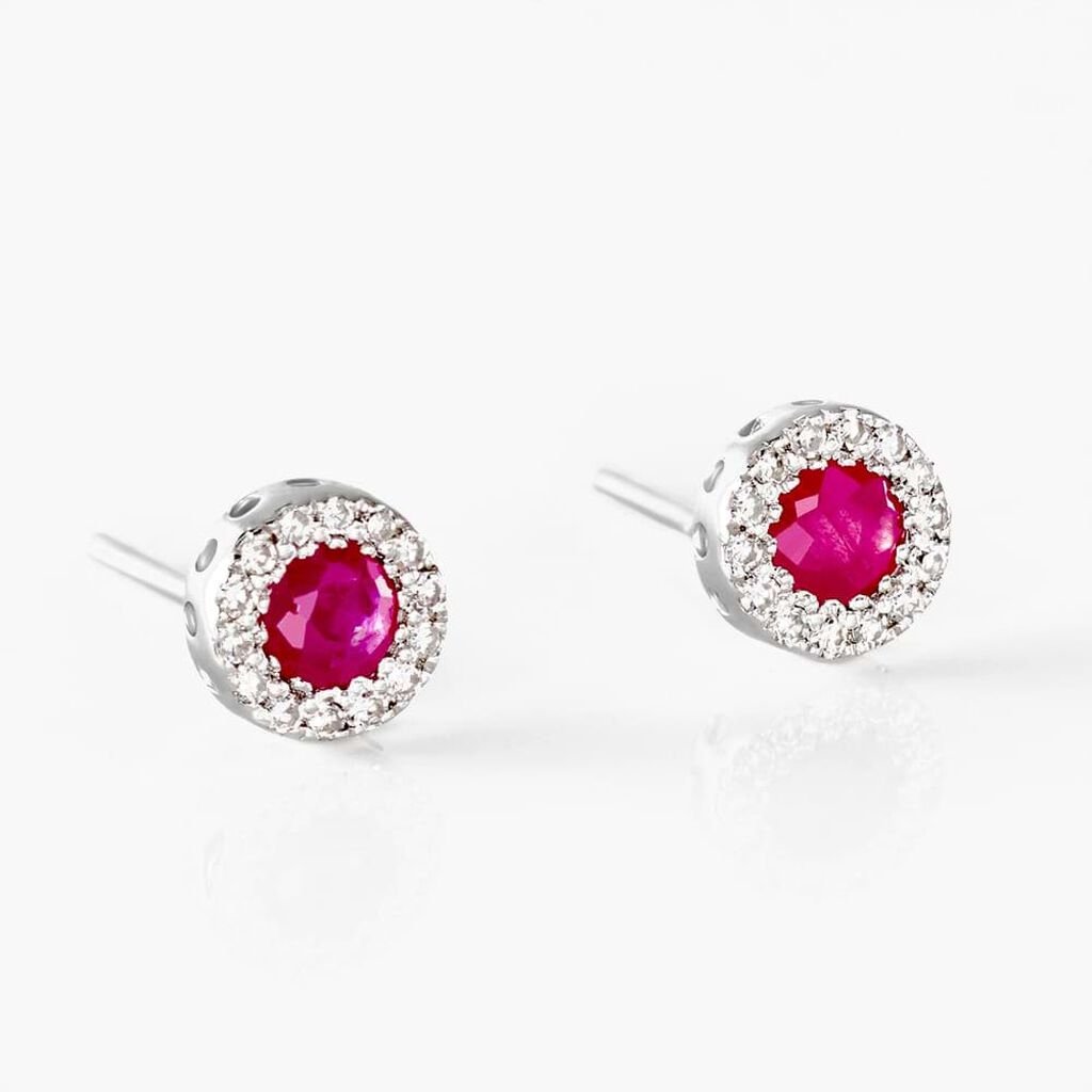 Orecchini Lobo Punto Luce Elizabeth Crown Oro Bianco Rubino Diamante - Orecchini a Lobo Donna | Stroili
