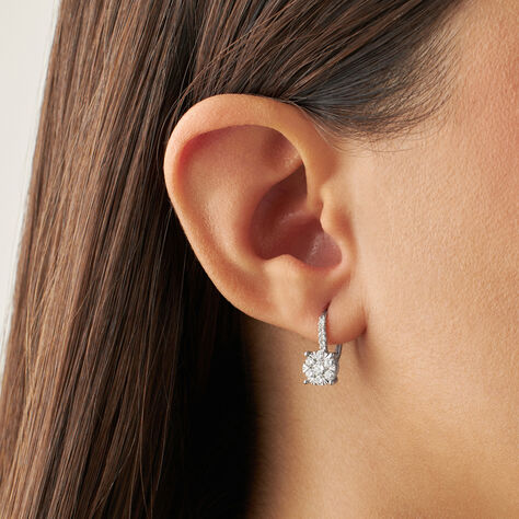 Orecchini Lobo Punto Luce Petali Oro Bianco Diamante - Orecchini a Lobo Donna | Stroili