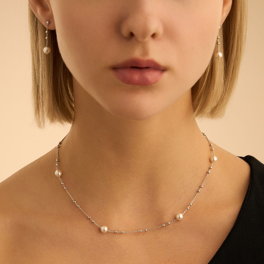 Collana Silver Pearls Argento Rodiato Perla sintentica
