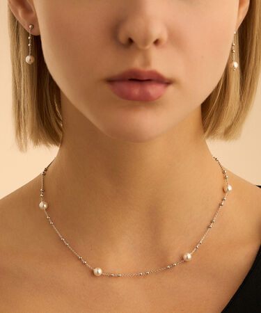 Collana Silver Pearls Argento Rodiato Perla sintetica