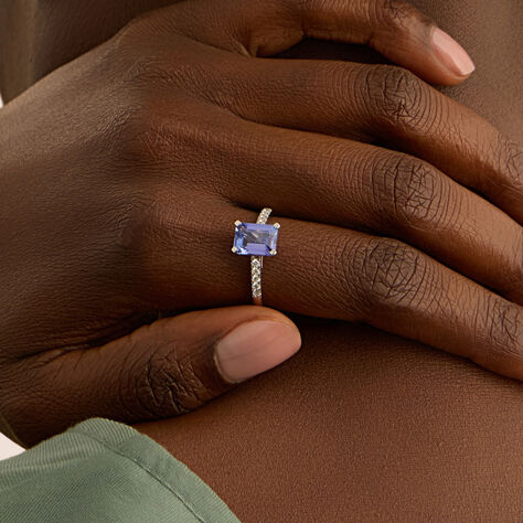Anello Solitario Jasmine Oro Bianco Tanzanite Diamante - Anelli con Pietre Donna | Stroili
