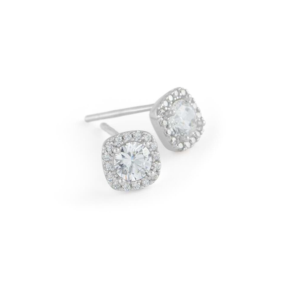 Orecchini Lobo Punto Luce Claire Oro Bianco Cubic Zirconia - Orecchini a Lobo Donna | Stroili