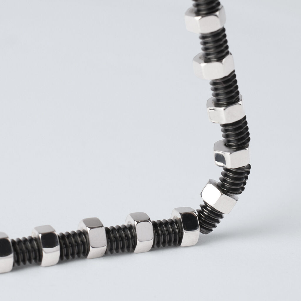 Bracciale Man Code Acciaio Bicolore Bianco / Nero - Bracciali Uomo | Stroili