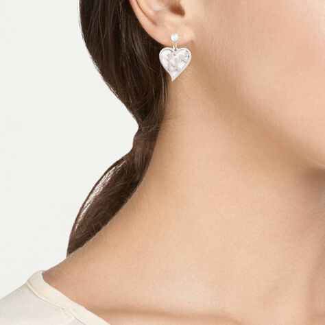 Orecchini cuore in acciaio e glitter - Orecchini Pendenti Donna | Stroili