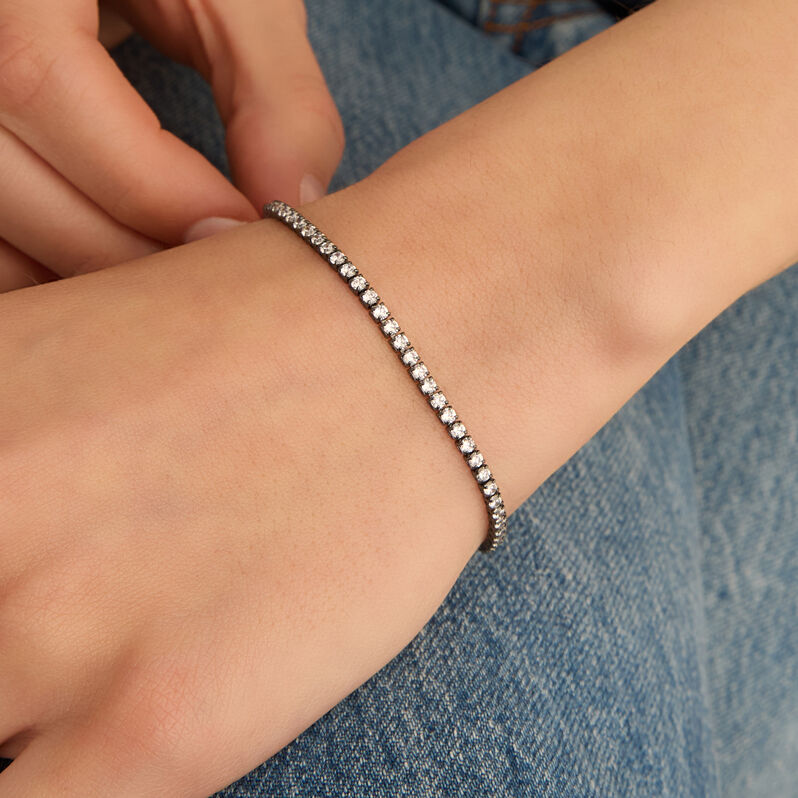 Bracciale Tennis Romantic Shine Metallo Nero Cristallo - Bracciali Tennis Donna | Stroili