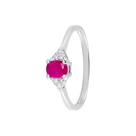 Anello Solitario Elizabeth Crown Oro Bianco Rubino Diamante - Anelli con Pietre Donna | Stroili