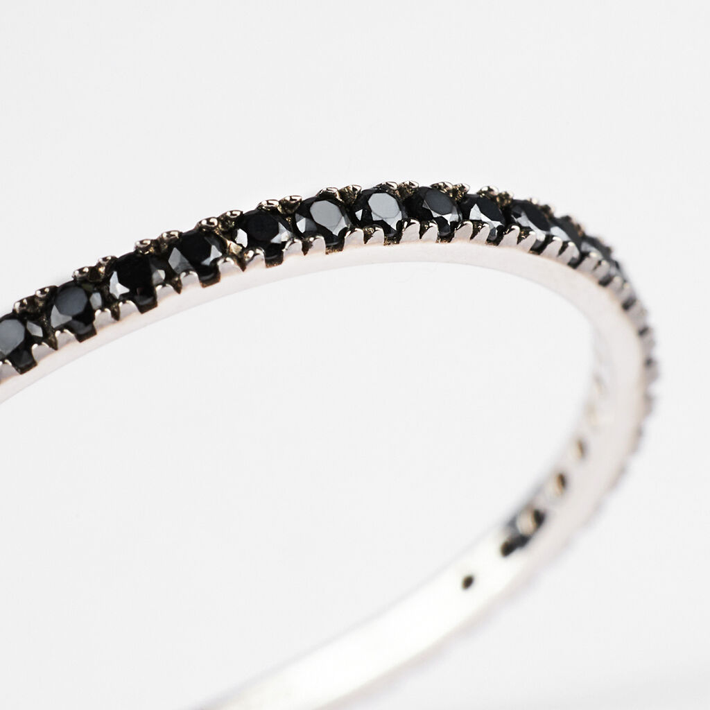 Anello Eternity L'homme Or Oro Bianco Con Spinelli Neri Da Uomo