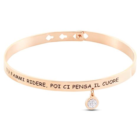 Bangle Lady Message Acciaio Rosa Cristallo - Bracciali Rigidi Donna | Stroili