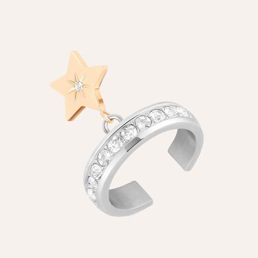 Anello Fantasia Sunrise Acciaio Bicolore Bianco / Rosa Cristallo