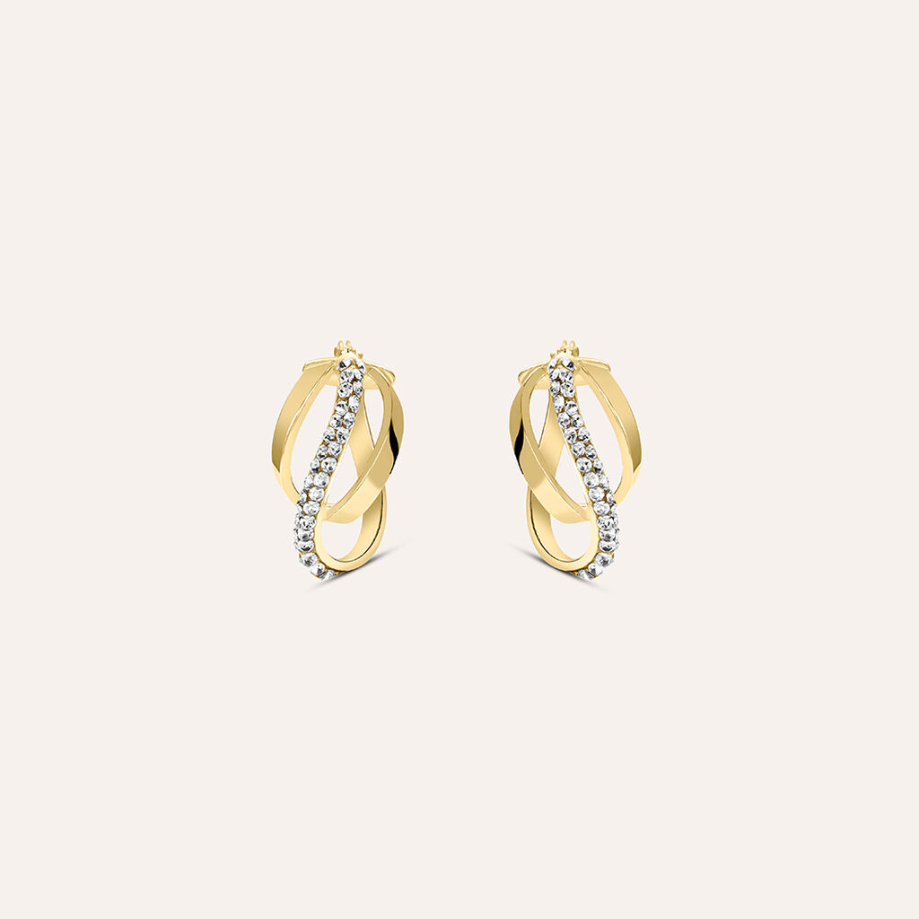 Orecchini A Cerchio Toujours Oro Giallo Cristallo