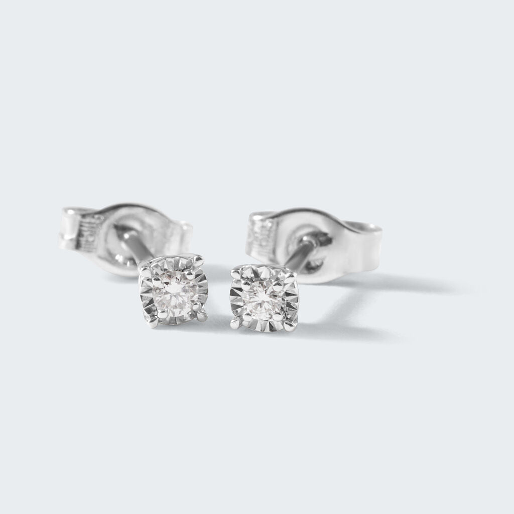 Orecchini Lobo Punto Luce Diamotion Oro Bianco Diamante - Orecchini a Lobo Donna | Stroili