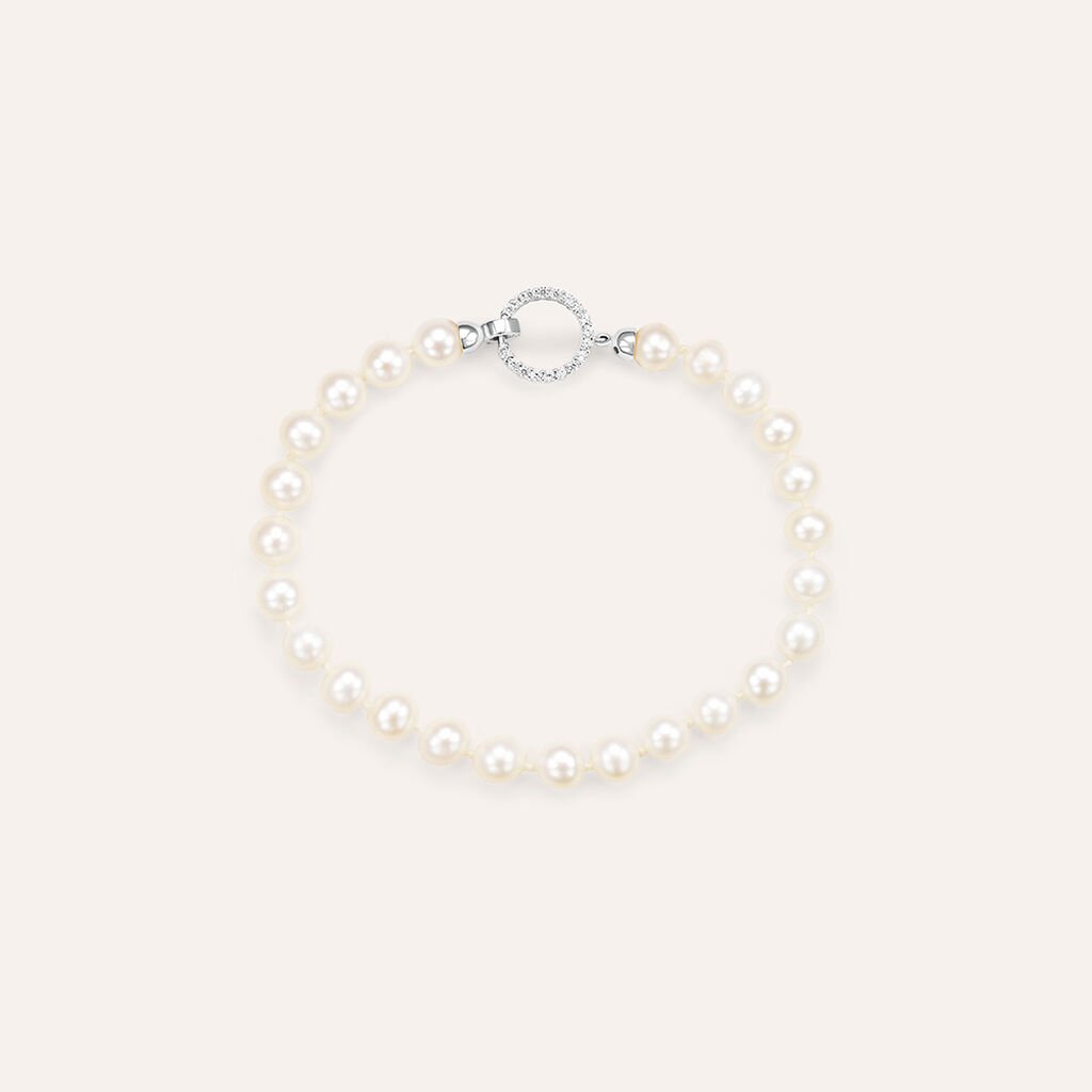 Bracciale Gabrielle Oro Bianco Perla D'Acqua Dolce Cubic Zirconia