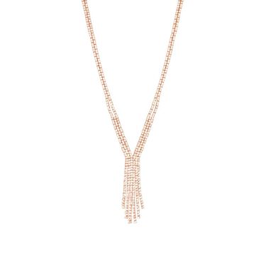 Collana in metallo rosato con multifili con strass