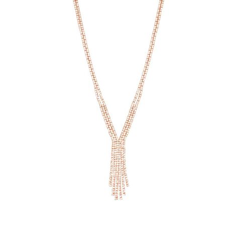 Collana in metallo rosato con multifili con strass - Collane Donna | Stroili