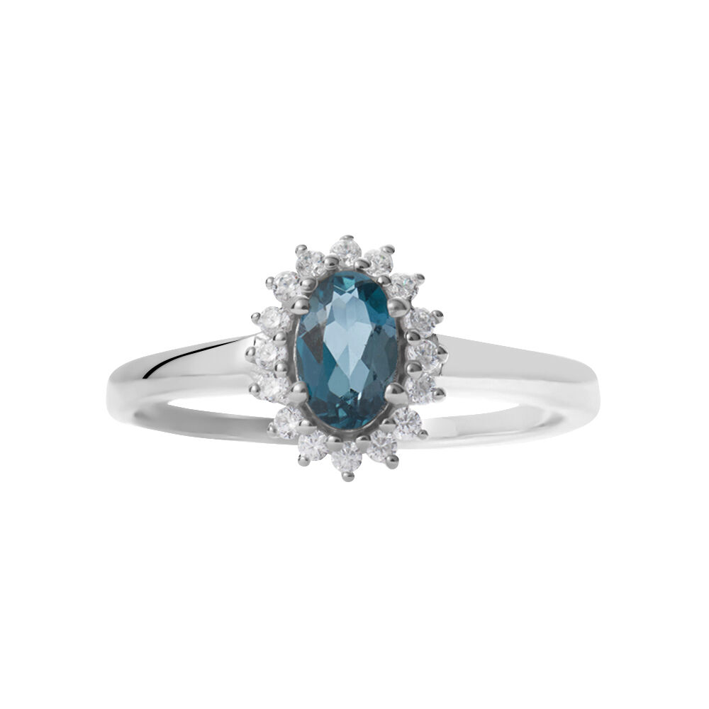 Anello Solitario Am lie Oro Bianco Topazio Cubic Zirconia