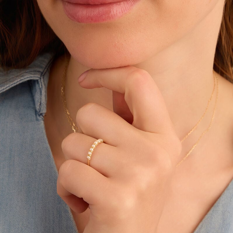 Anello Riviere Gabrielle Oro Giallo Perla D'Acqua Dolce - Anelli Riviere Donna | Stroili