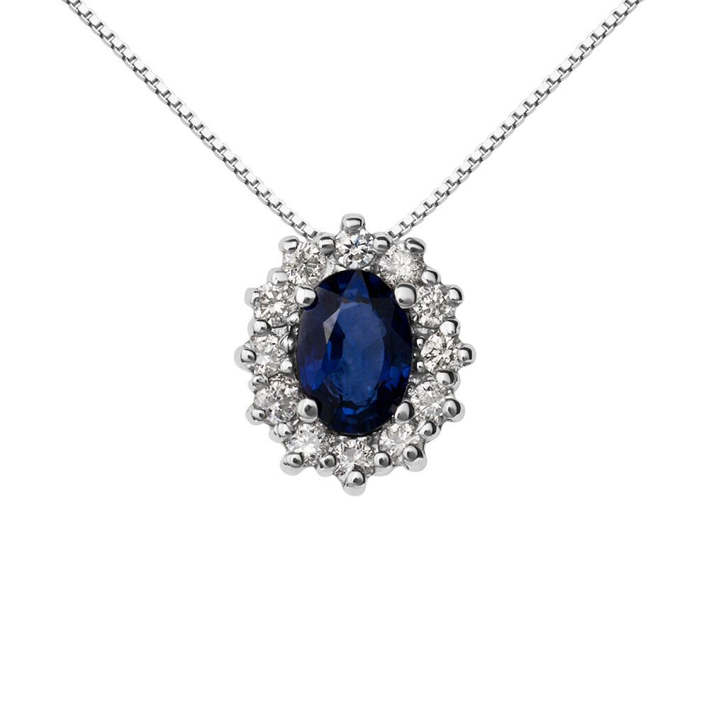 Collana Charlotte Oro Bianco Zaffiro Diamante 1411933 Stroili