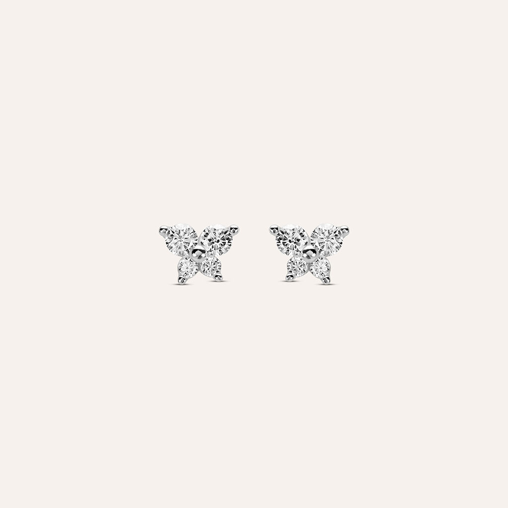 Orecchini Lobo Bon Ton Oro Bianco Cubic Zirconia - Orecchini a Lobo Donna | Stroili