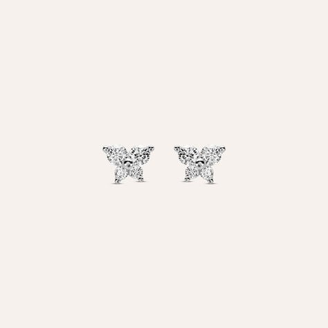 Orecchini Lobo Bon Ton Oro Bianco Cubic Zirconia - Orecchini a Lobo Donna | Stroili