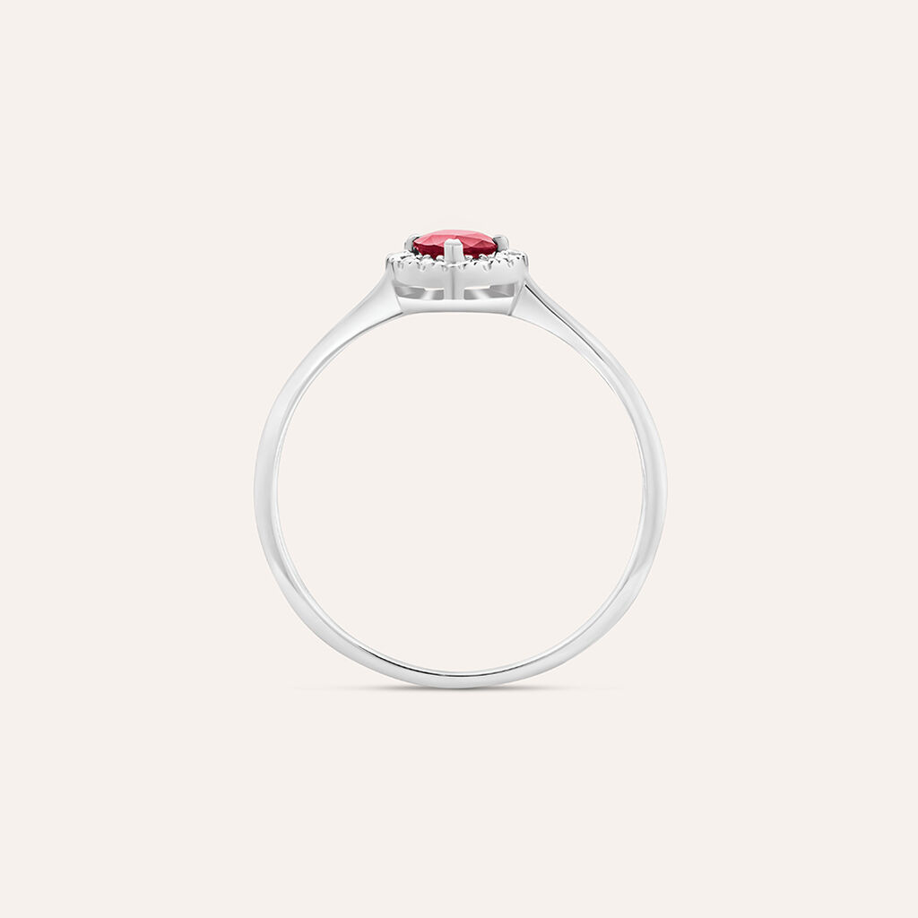 Anello Solitario Charlotte Oro Bianco Rubino Diamante - Anelli con Pietre Donna | Stroili