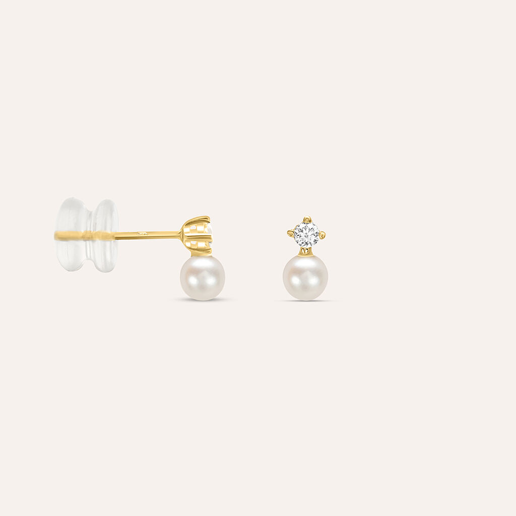 Orecchini Lobo Bon Ton Oro Giallo Perla D'Acqua Dolce Cubic Zirconia - Orecchini a Lobo Donna | Stroili