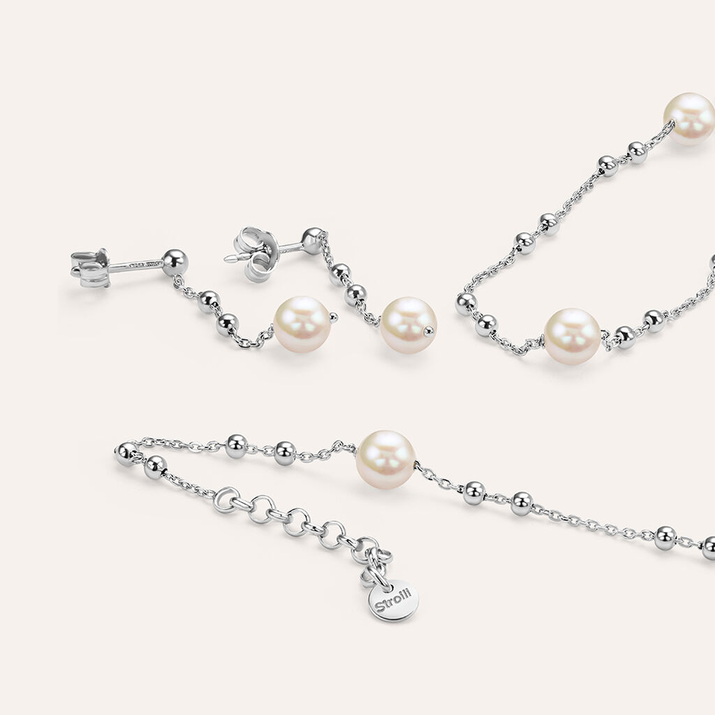 Orecchini Pendenti Silver Pearls Argento Rodiato Perla sintentica