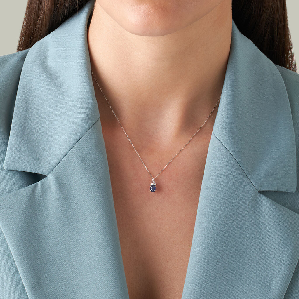 Collana Punto Luce Charlotte Oro Bianco Zaffiro Diamante - Collane Punto Luce Donna | Stroili
