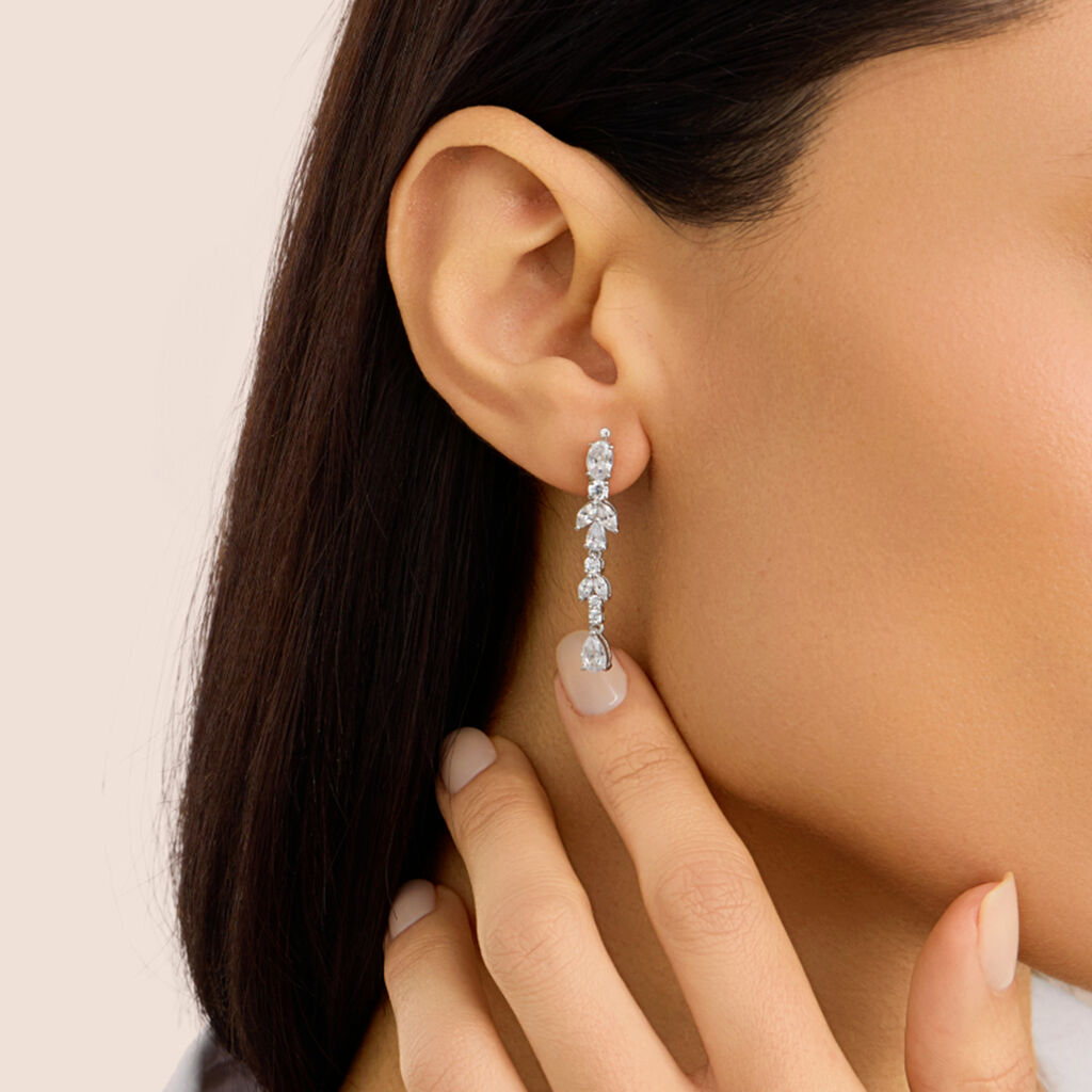 Orecchini Pendenti Silver Elegance Argento Rodiato Cubic Zirconia