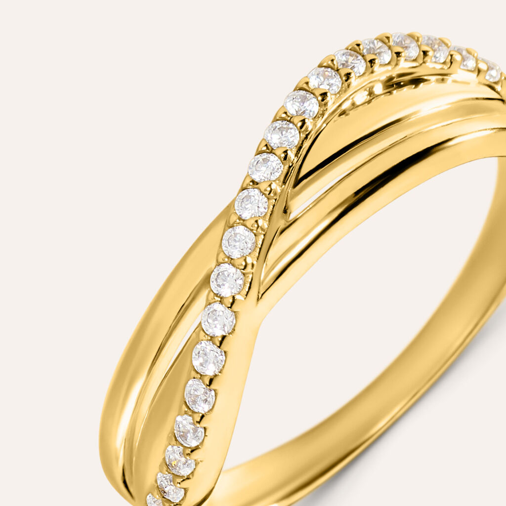 Anello Fascia Silver Glow Argento Dorato Cubic Zirconia