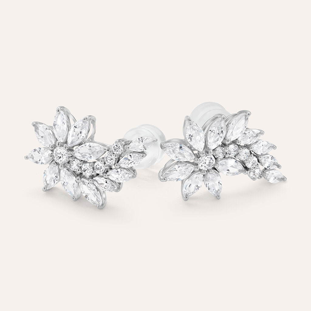 Orecchini Lobo Claire Oro Bianco Cubic Zirconia