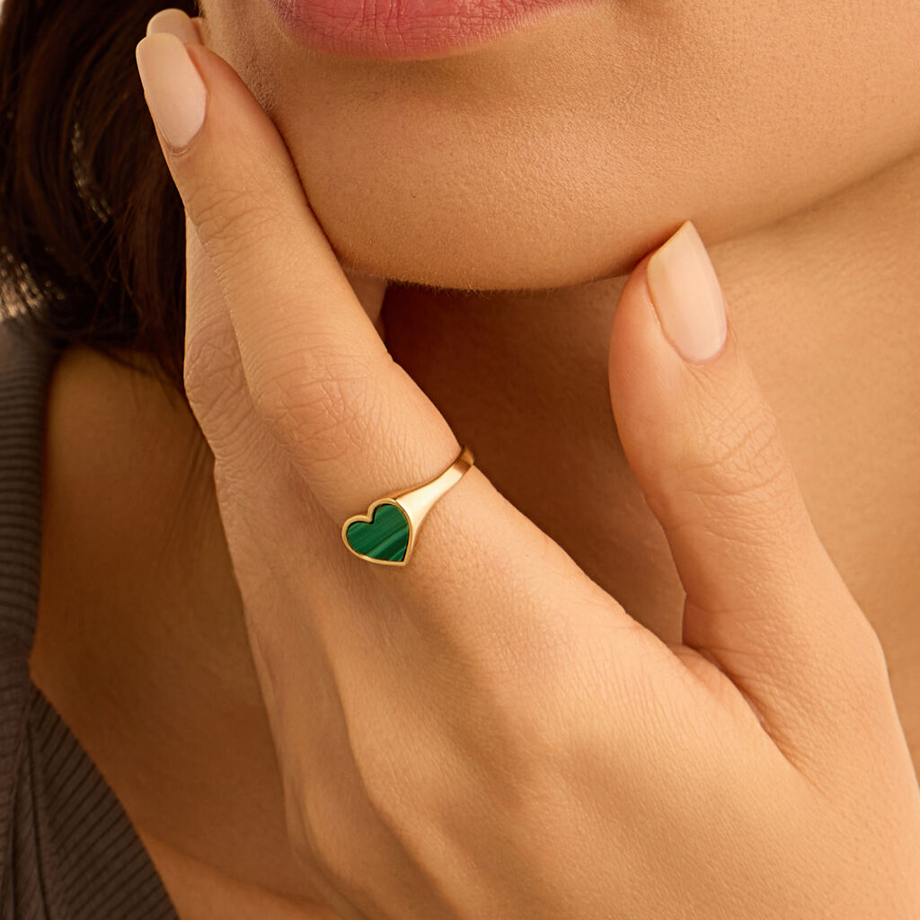 Anello Chevalier Beverly Oro Giallo Malachite Cubic Zirconia