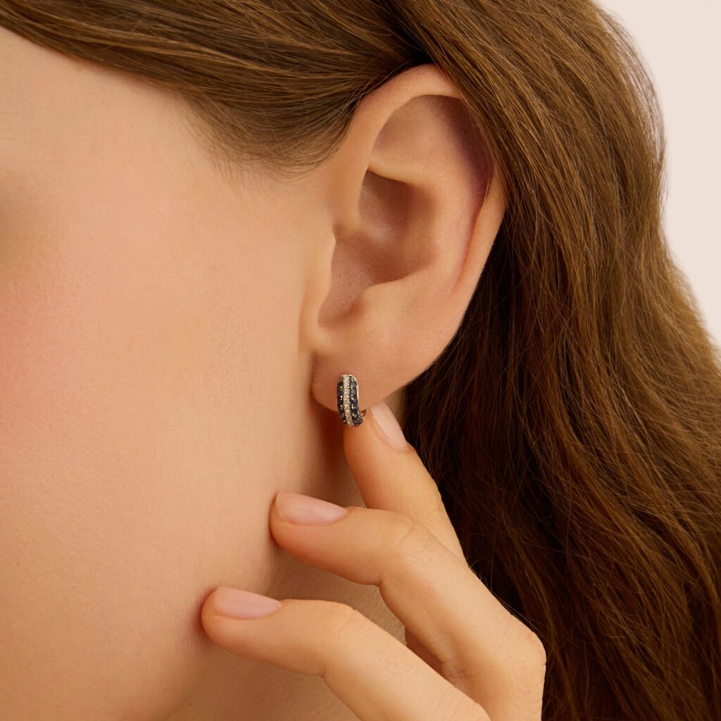 Orecchini A Cerchio Charlotte Oro Bianco Zaffiro Diamante