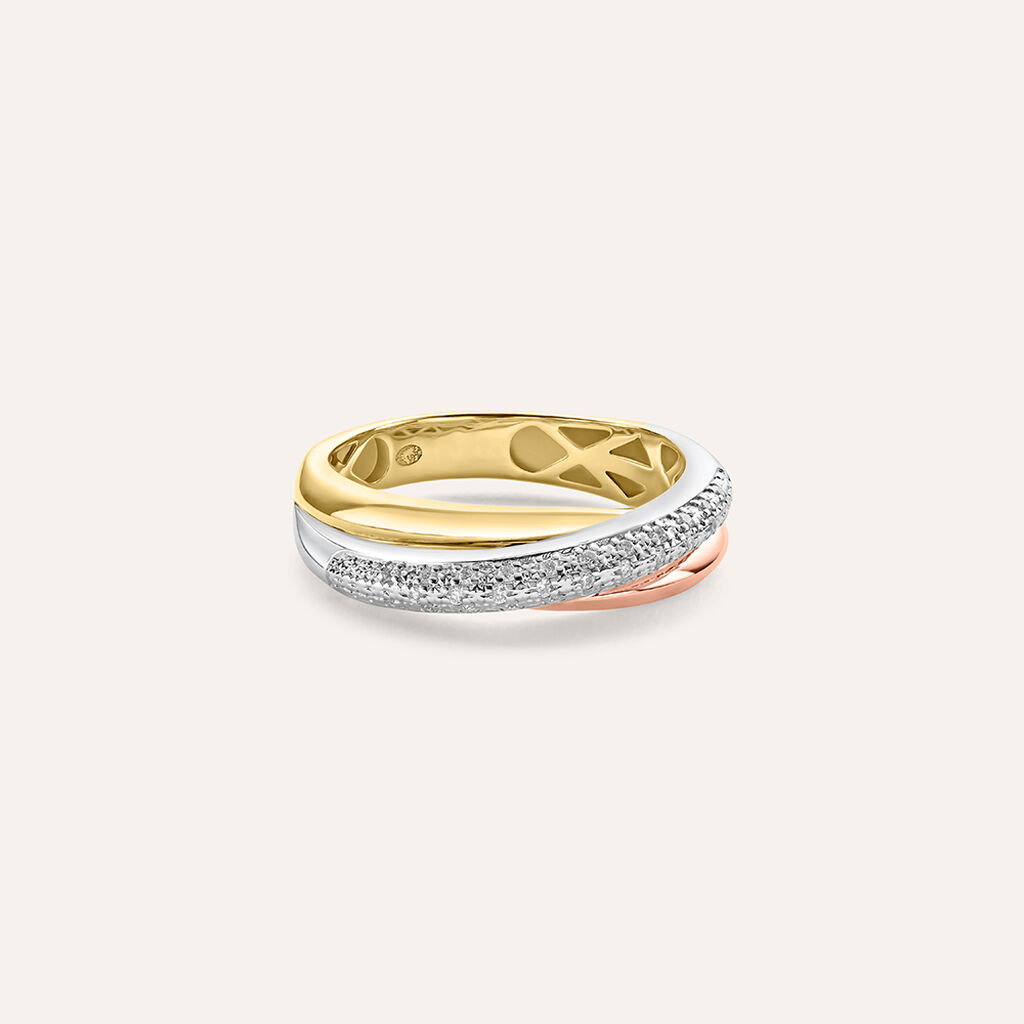 Anello Fascia Sophia Oro Tricolore Giallo / Bianco / Rosa Diamante - Anelli con Pietre Donna | Stroili