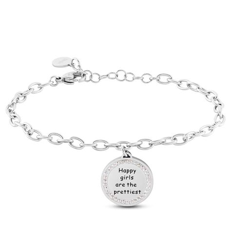 Bracciale Lady Message Acciaio Happiness e Cristalli - Bracciali Donna | Stroili