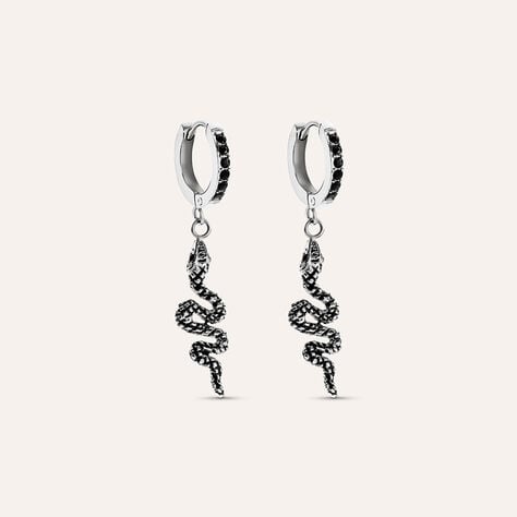 Orecchini A Cerchio Man Code Acciaio Cristallo - Orecchini a Cerchio Uomo | Stroili