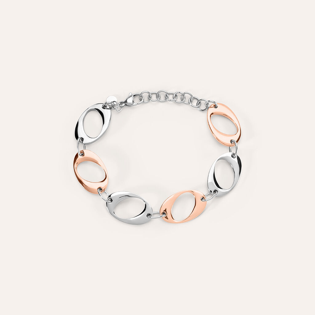 Bracciale Catena Sunrise Acciaio Bicolore Bianco / Rosa