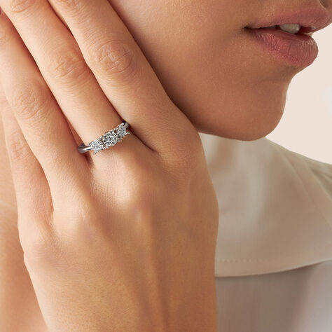 Anello Trilogy Petali Oro Bianco Diamante - Anelli con Pietre Donna | Stroili