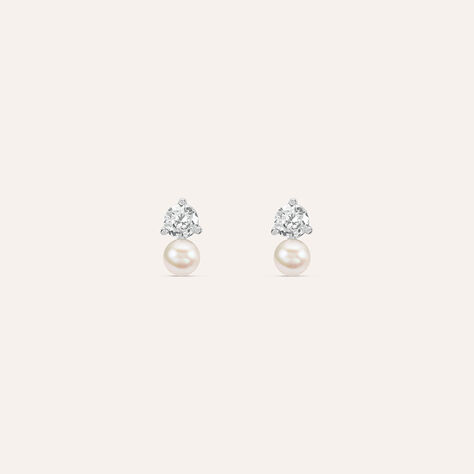 Orecchini Lobo Silver Pearls Argento Bianco Perla sintetica Cubic Zirconia - Orecchini a Lobo Donna | Stroili