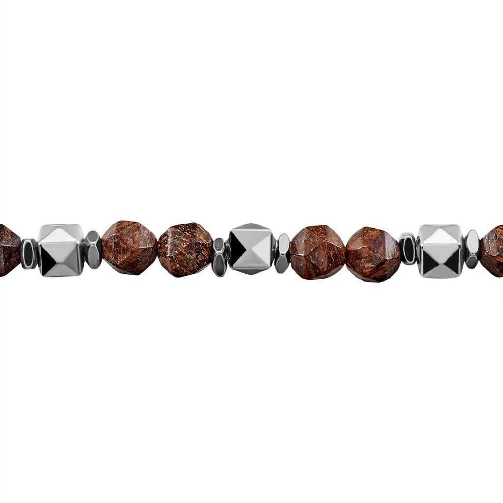 Bracciale in corda pietre e acciaio bicolore - Bracciali Uomo | Stroili