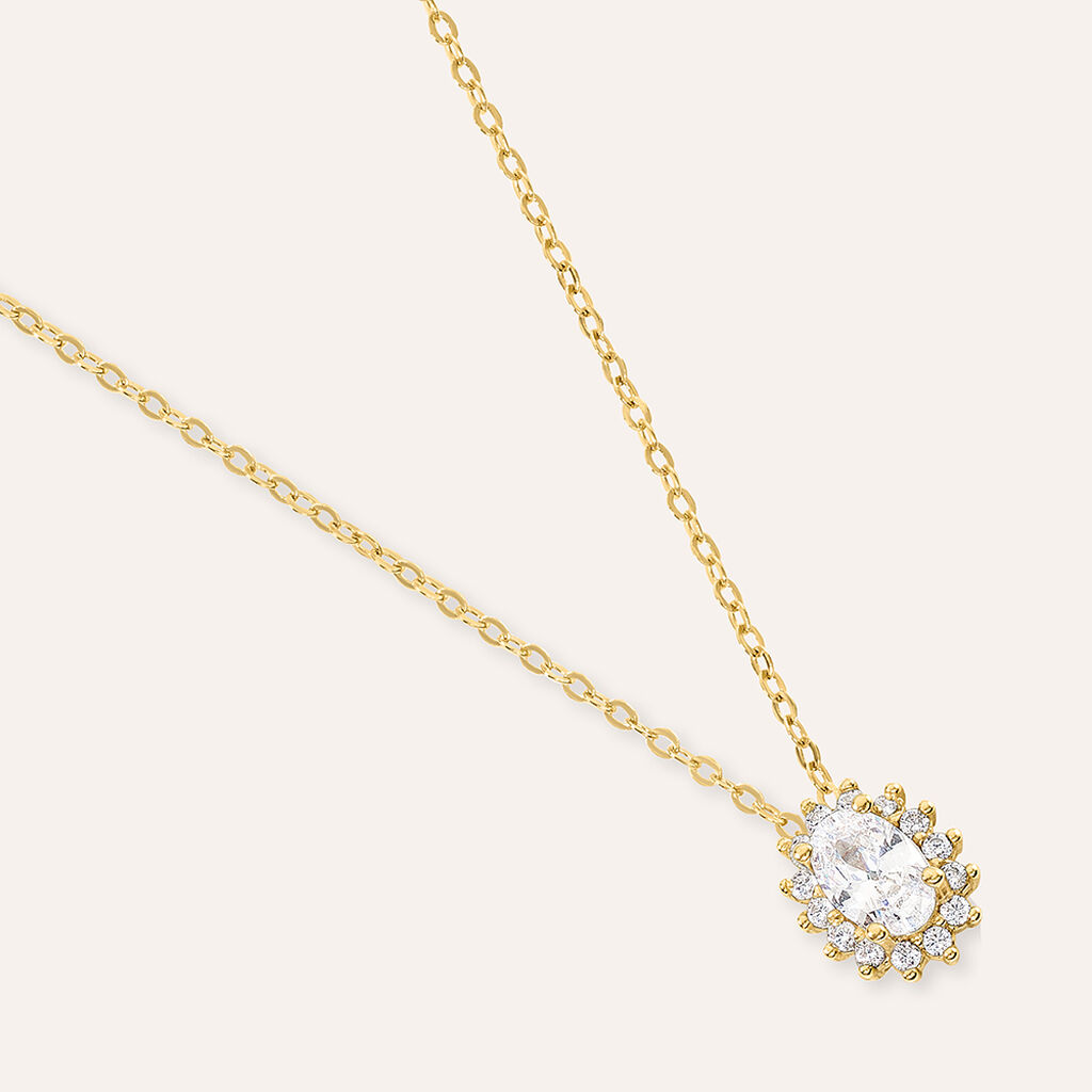 Collana Silver Glow Argento Dorato Cubic Zirconia
