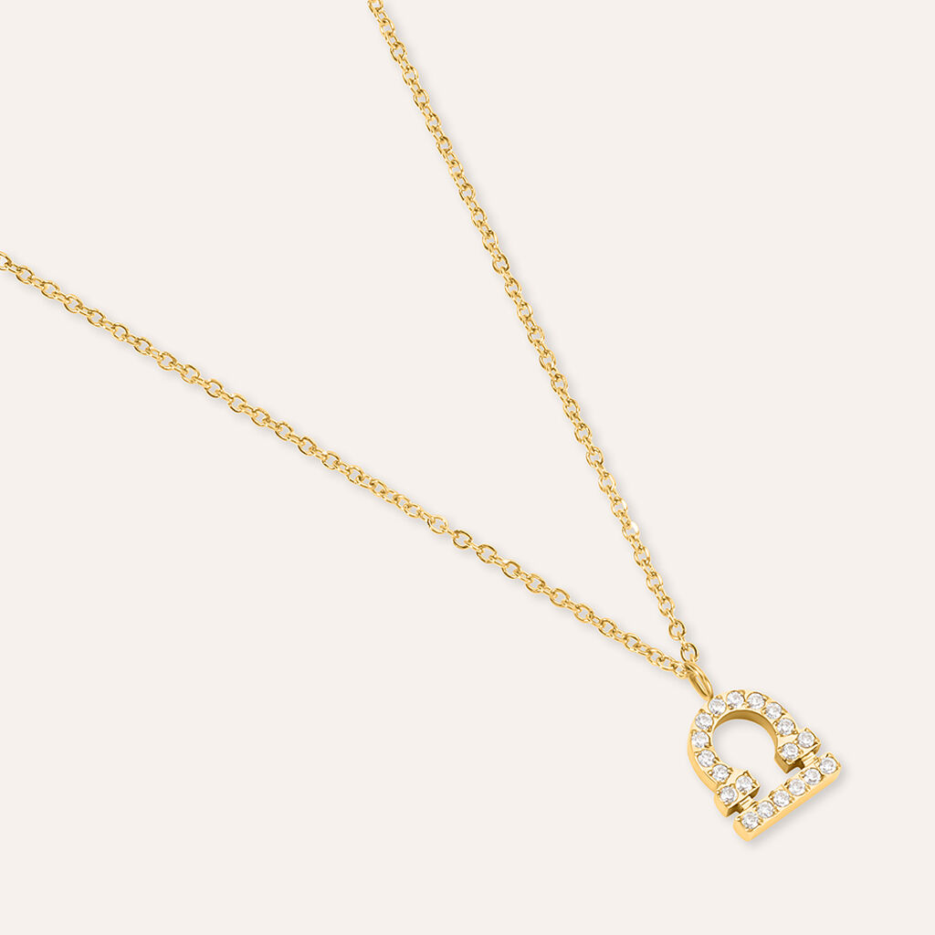 Collana Radiance Acciaio Dorato Cubic Zirconia
